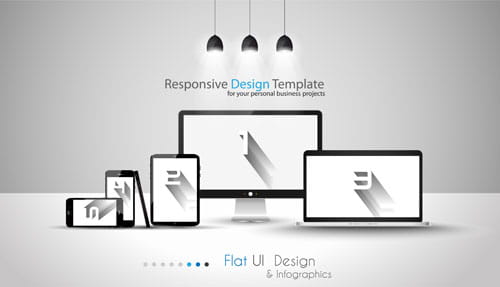 500x287 Realistic Devices Responsive Design Template Vector