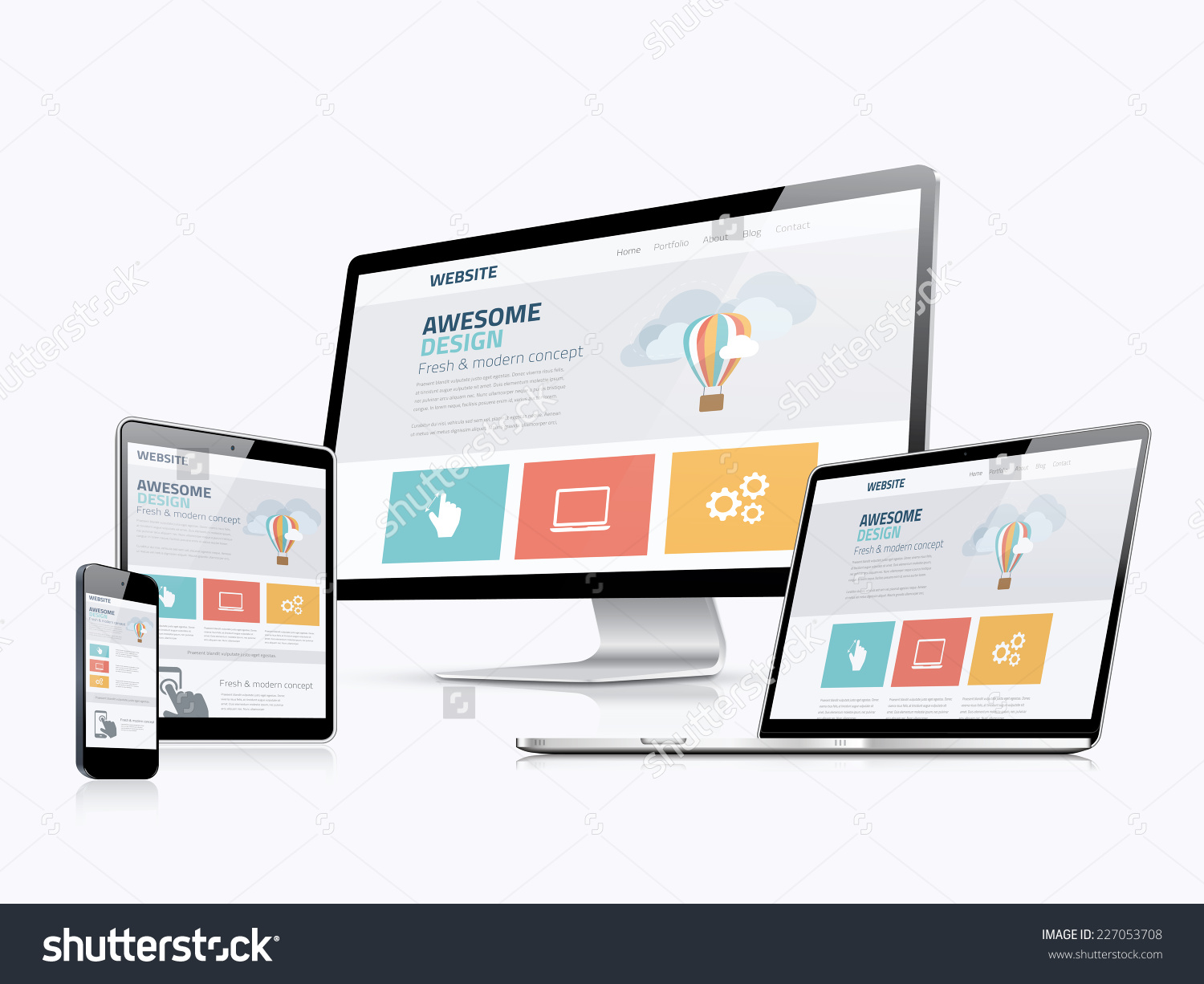 1500x1226 Stock Vector Flat Responsive Web Design Concept Website