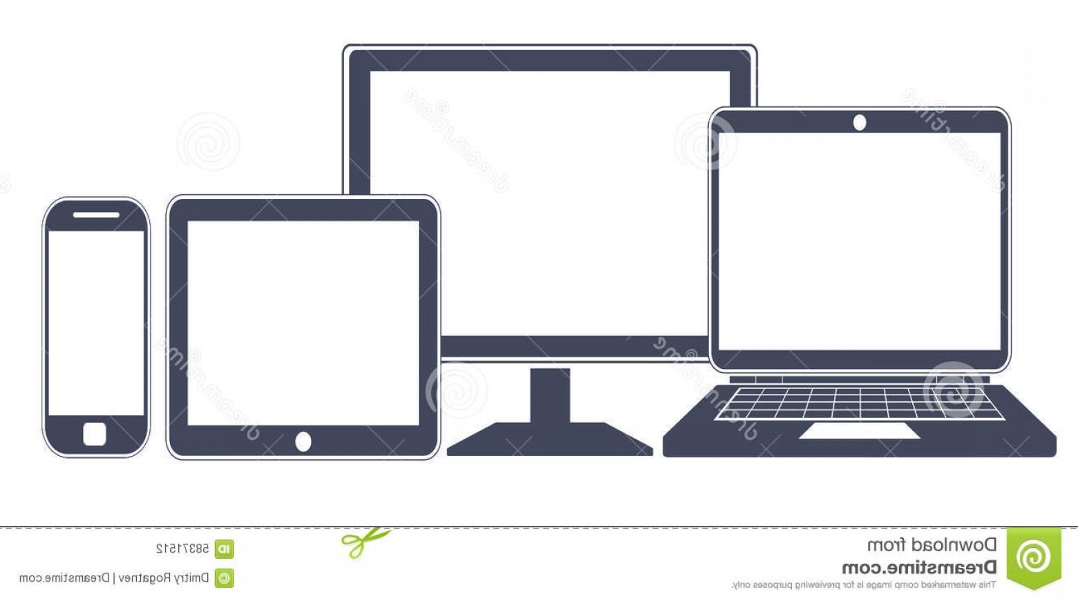 1560x870 Stock Illustration Device Icons Smart Phone Tablet Laptop Desktop