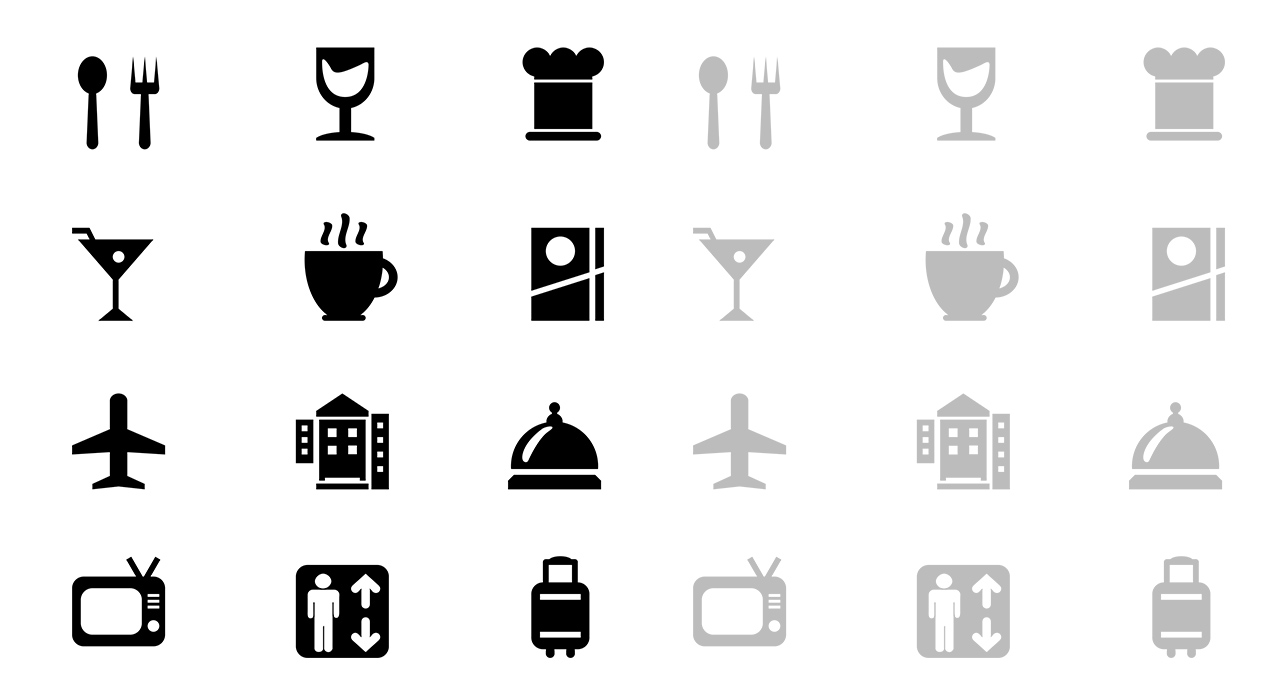 1270x700 Hotel And Restaurant Glyph Icons
