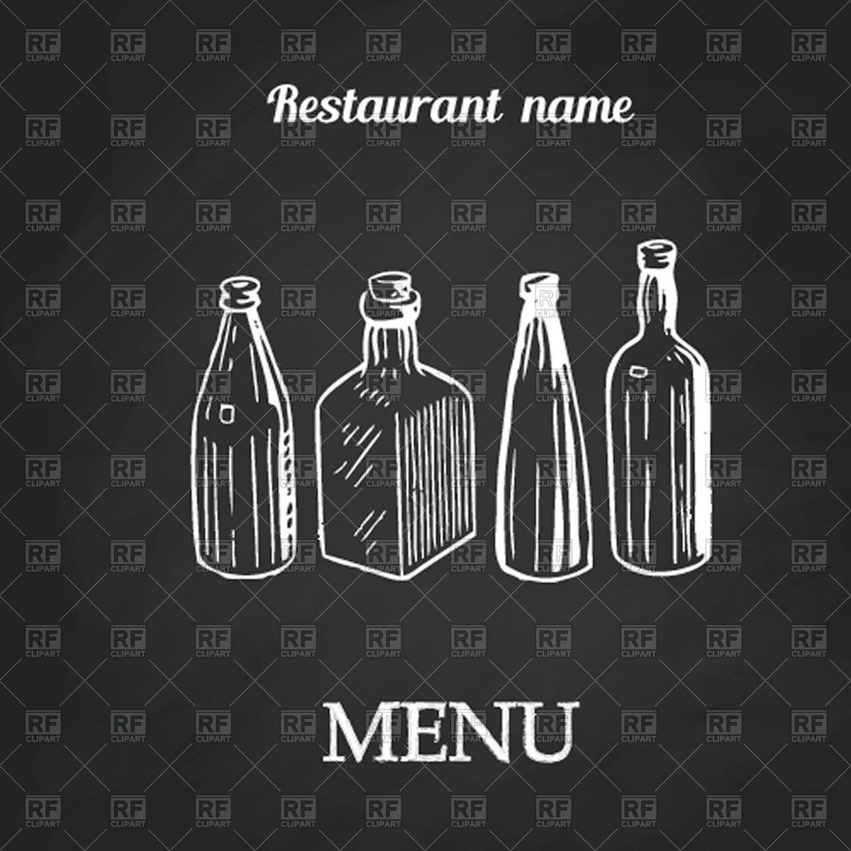 1200x1200 Menu For Restaurant With White Outline Of Bottles On Black