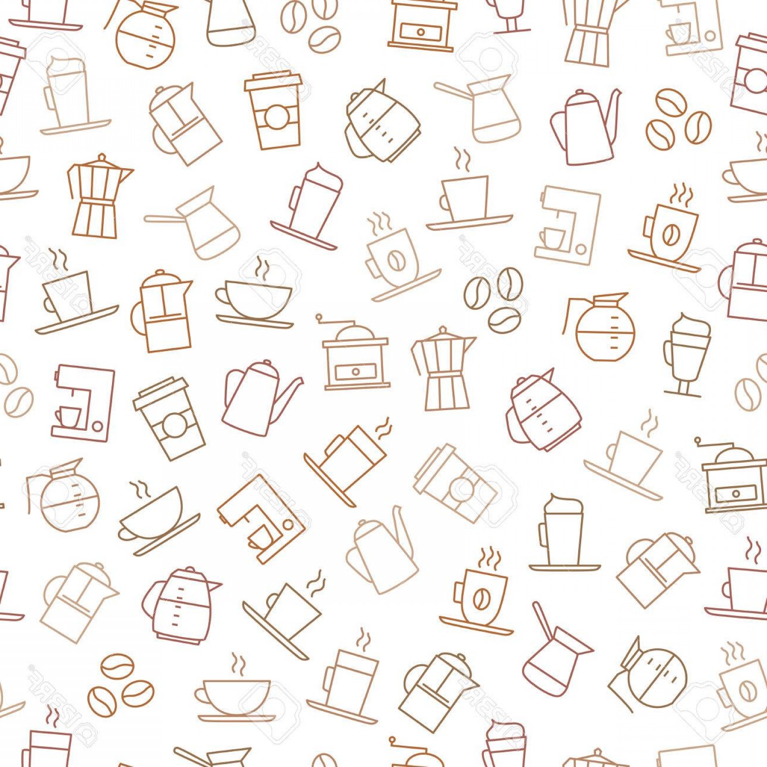1560x1560 Photostock Vector Coffee Background Seamless Pattern