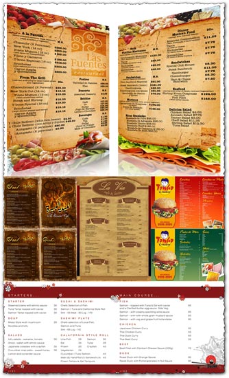 334x550 Restaurant Menu Cards Design Images