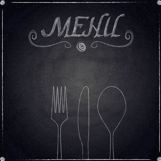 528x528 Restaurant Menu With Blackboard Background Vector