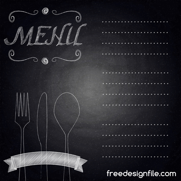 600x600 Restaurant Menu With Chalkboard Background Vector Free Download