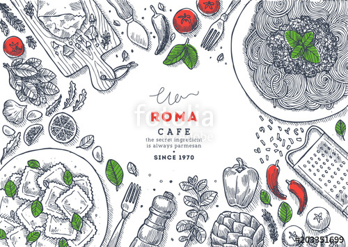 500x354 Italian Restaurant Menu Top View Illustration Spagetti