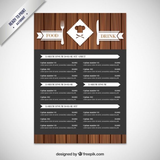 626x626 Modern Menu In Wood Style