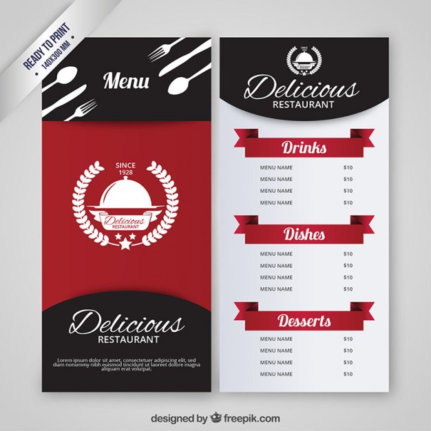 626x626 Restaurant Menu Template Vector Free Download