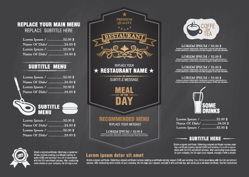 497x353 Gray Style Restaurant Menu Design Vector Free Download