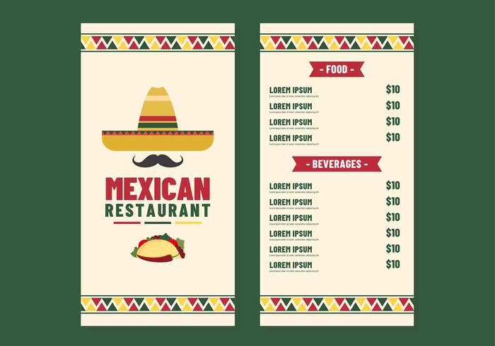 700x490 Mexican Restaurant Menu Vector