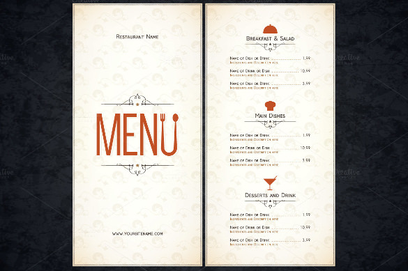 585x389 Restaurant Menu Templates
