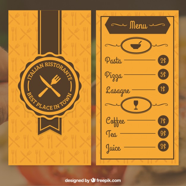 626x626 Orange Restaurant Menu Vector Free Download