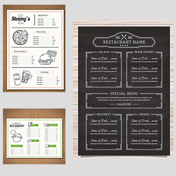 600x600 Restaurant Menu Vector Templates Free Download