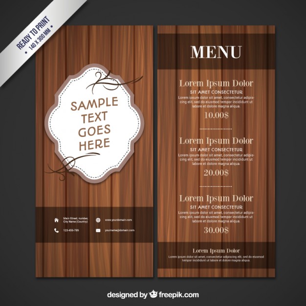 626x626 Wooden Restaurant Menu Vector Free Download