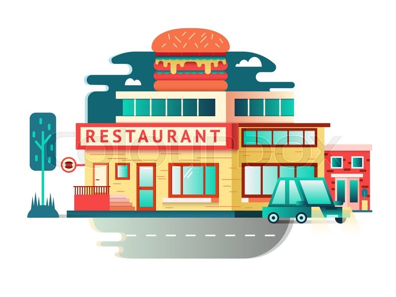 800x600 Restaurant Building Flat Design Stock Vector Colourbox