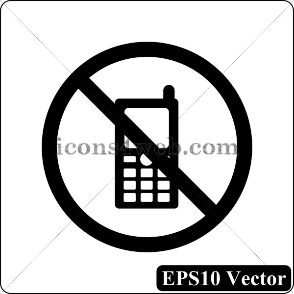 600x600 Mobile Phone Restricted Black Icon Vector