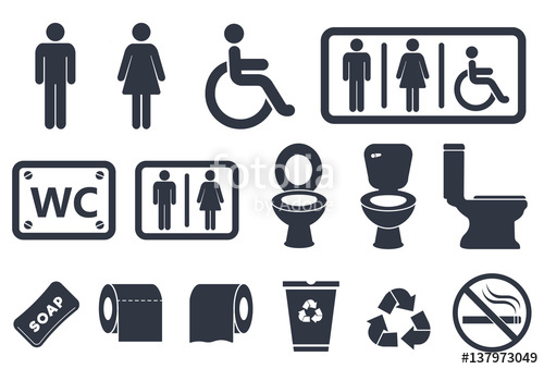 500x339 Toilet Vector Icons Set, Male Or Female Restroom Wc Stock Image