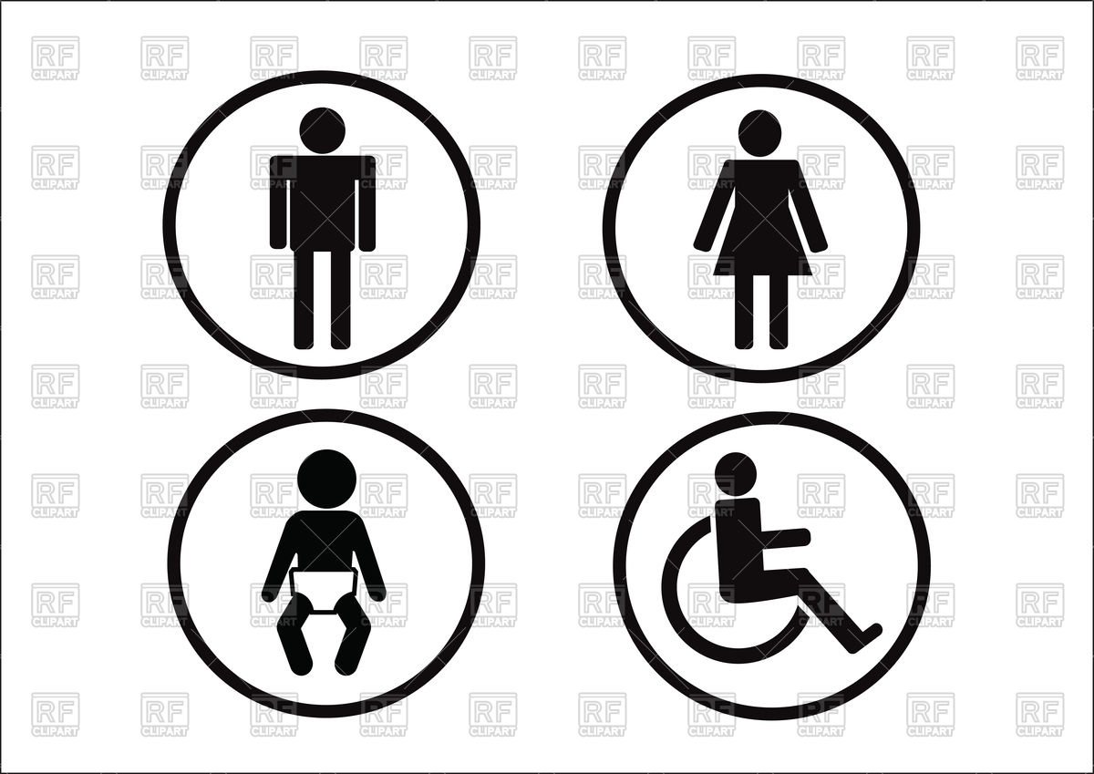 1200x849 Restroom Symbols Of Man Woman Disability And Child Vector Image