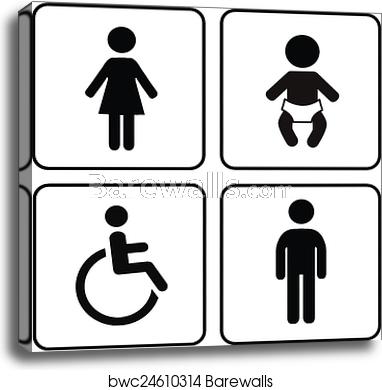 382x390 Vector Restroom Icons Lady, Man, Child And Disability, Canvas