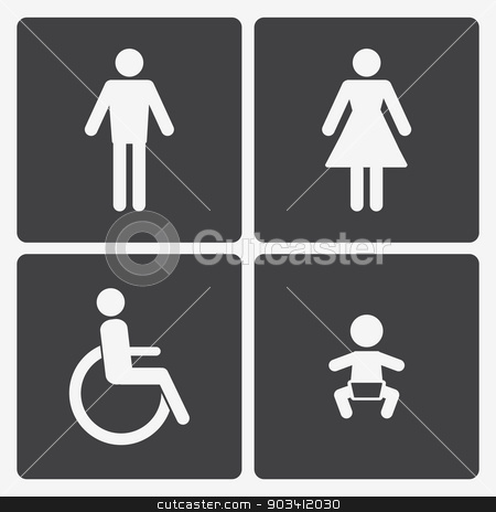 450x464 Vector Restroom Icons Lady, Man, Child And Disability Stock Vector