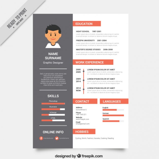 626x626 Graphic Designer Resume Template Vector Free Download