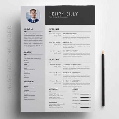 490x490 Black And White Resume Template