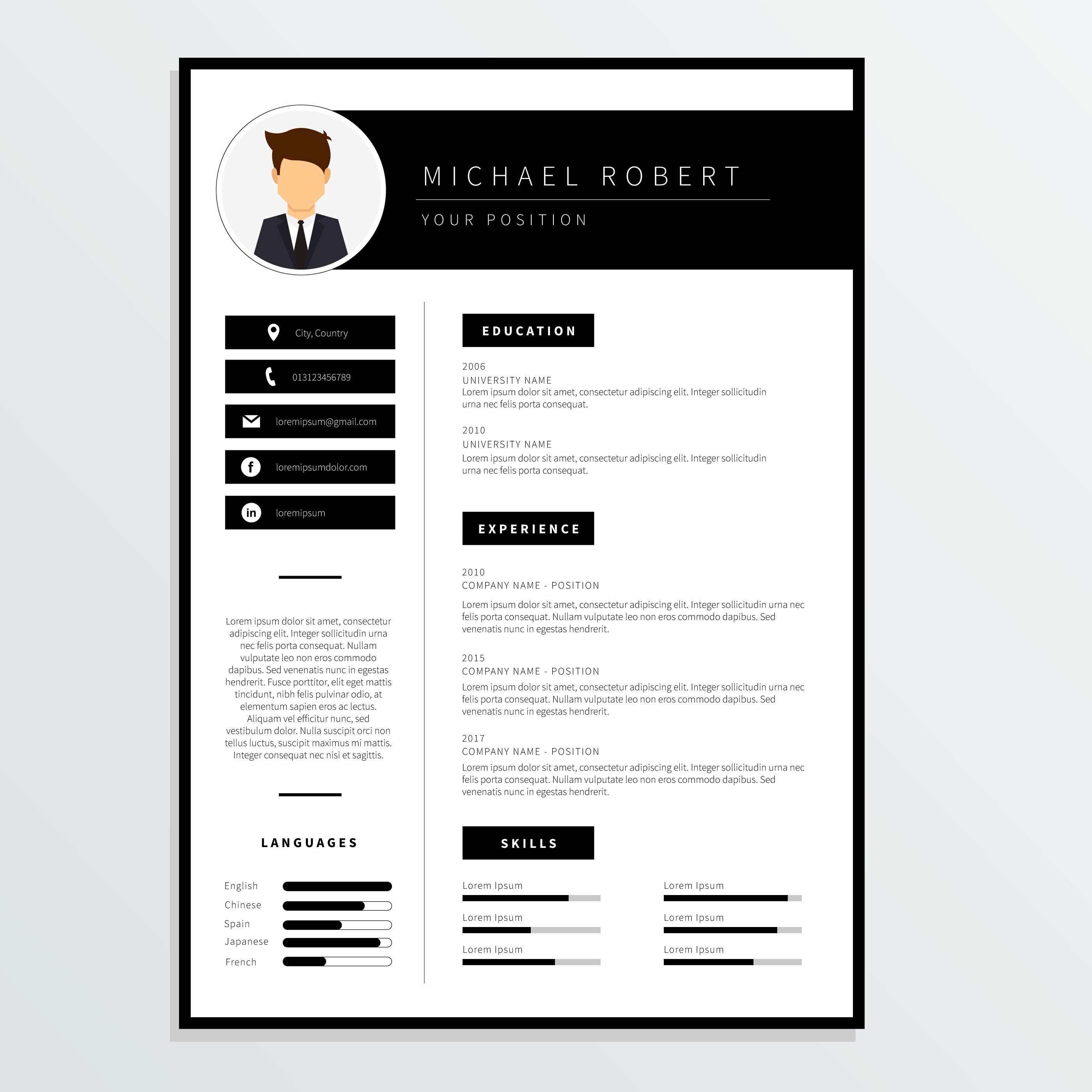 2800x2800 Resume Template Free Vector Art