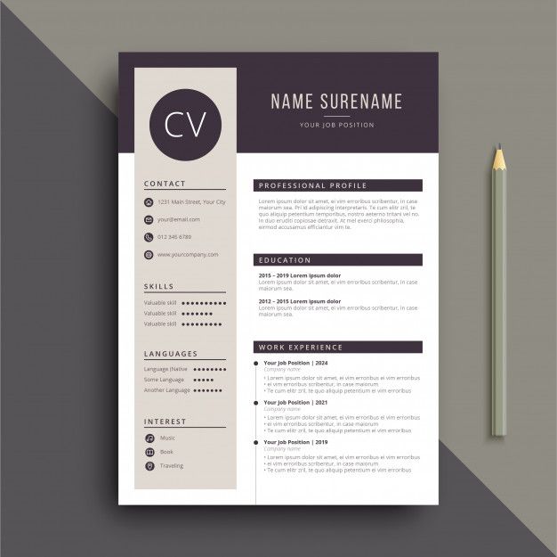 626x625 Clear And Professional Resume Cv Template Vector Premium