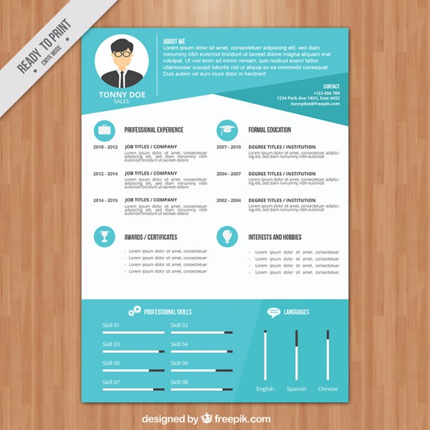 626x626 Modern Blue Resume Template Vector Free Download