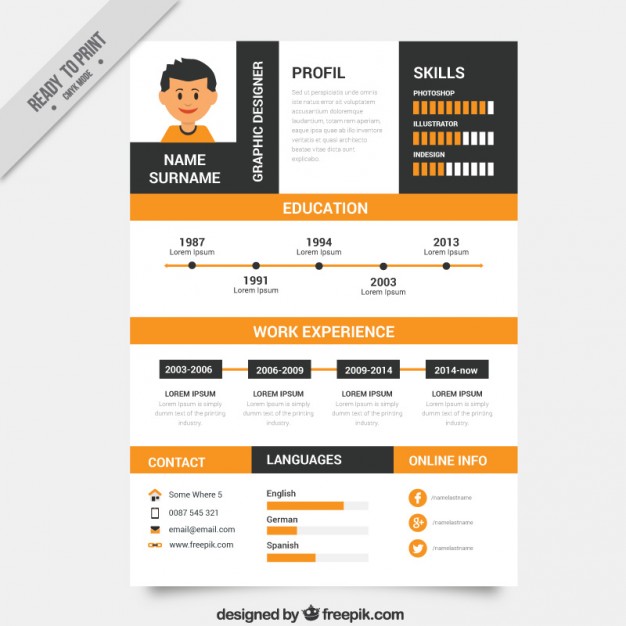 626x626 Orange And Black Resume Template Vector Free Download