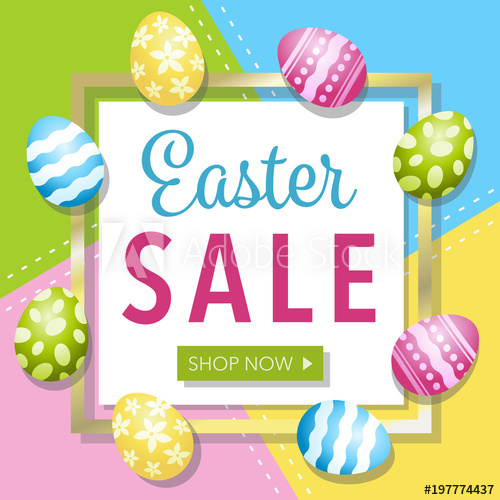 500x500 Easter Sale Eggs And Frame Retail Vector Illustration