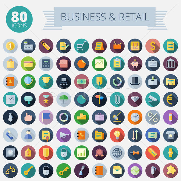 600x600 Flat Design Icons For Business And Retail Vector Illustration