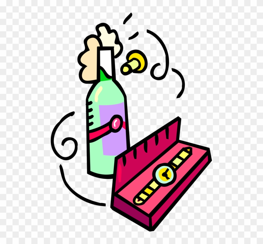 840x780 Vector Illustration Of Bottle Of Champagne With Retirement