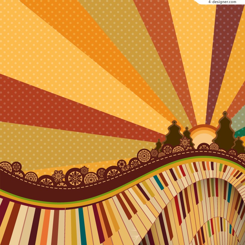 800x800 Designer Retro Keyboard Background Vector Material