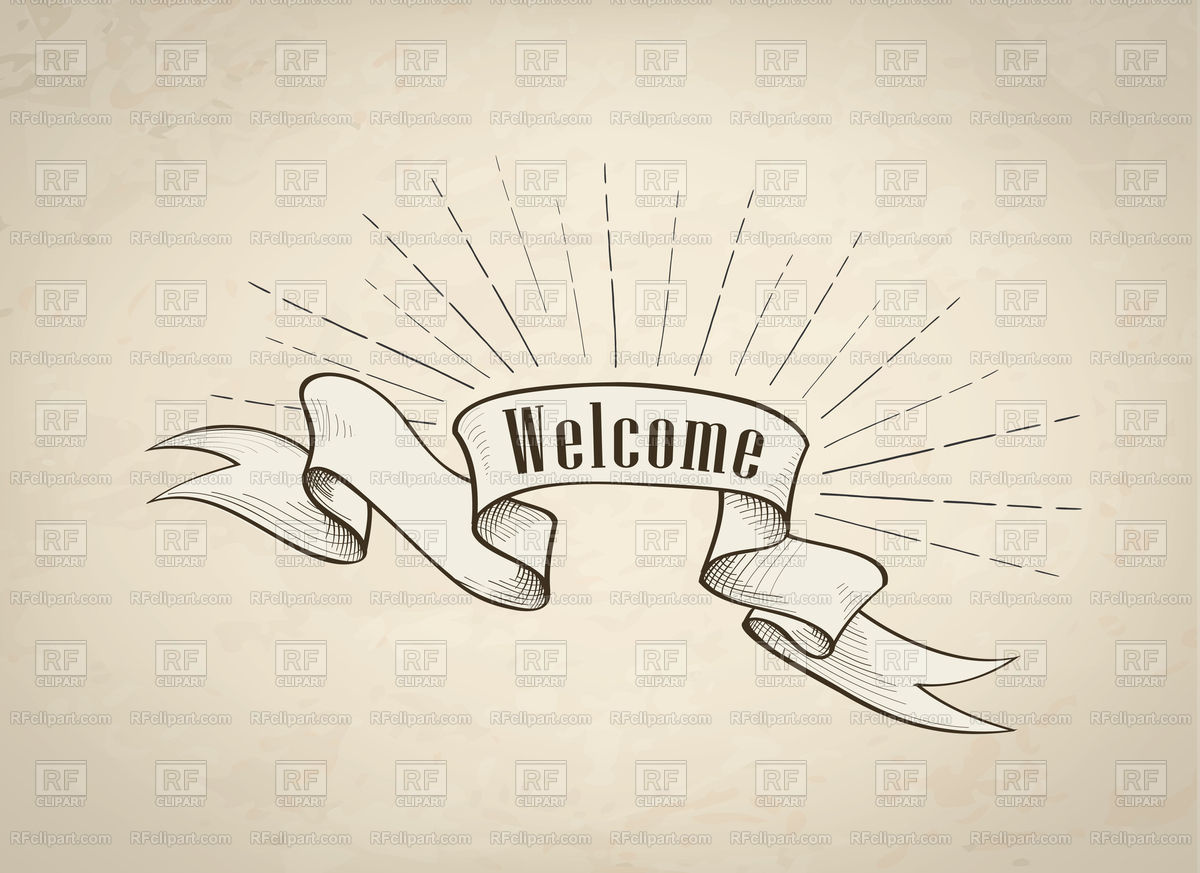 1200x873 Welcome Sign Over Ribbon, Retro Background Vector Image Of Vintage