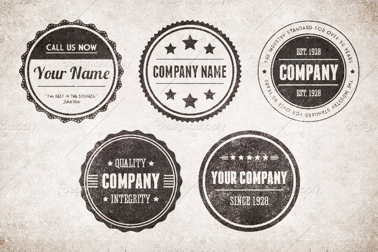 750x500 Vintage Circular Badges Vector Pack Design Panoply