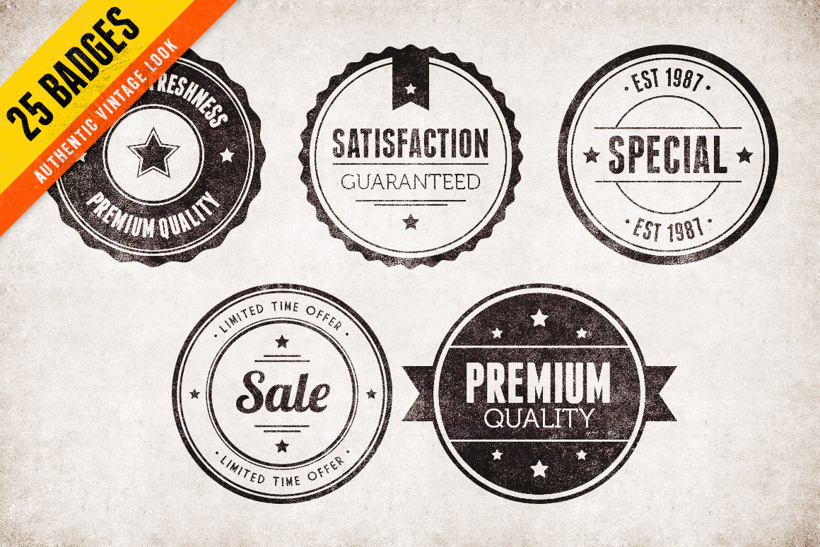 1160x774 Vintage Vector Badges Bundle Volume Design Panoply