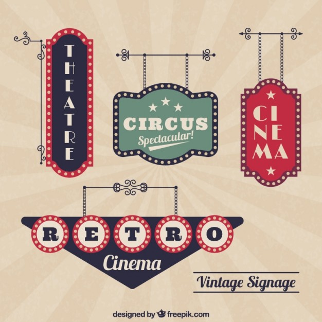 626x626 Retro Cinema Banners Vector Free Download