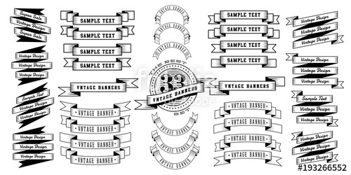 500x250 Set Of Vintage Banner Ribbons Retro Banners Isolated On White