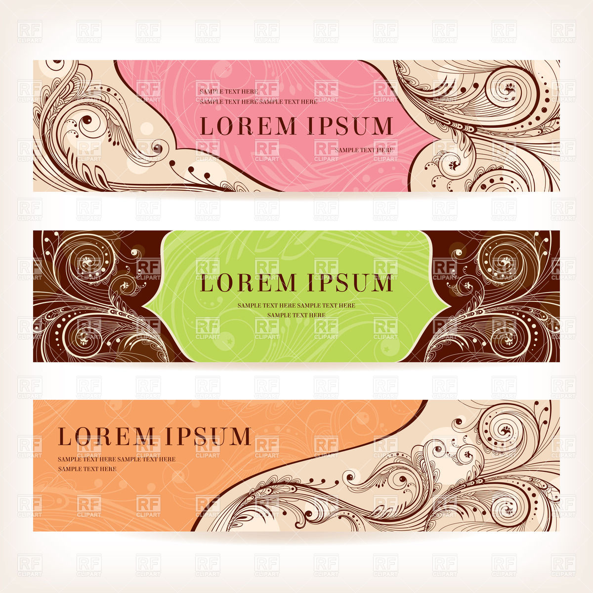 1200x1200 Set Of Floral Retro Banners Vector Image Of Design Elements