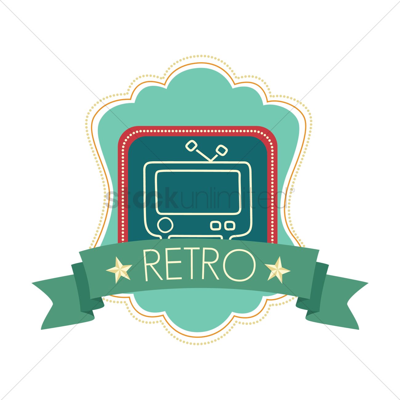 1300x1300 Free Television Retro Banner Vector Image