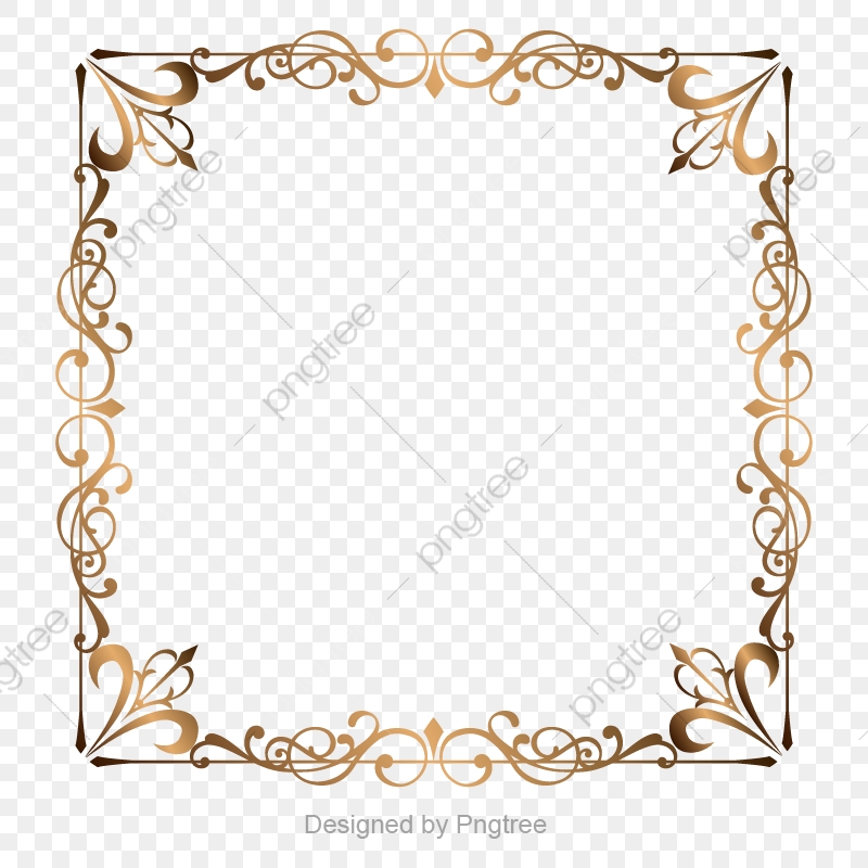800x800 Gold Retro Decorative Border, Golden Border, Border Vector