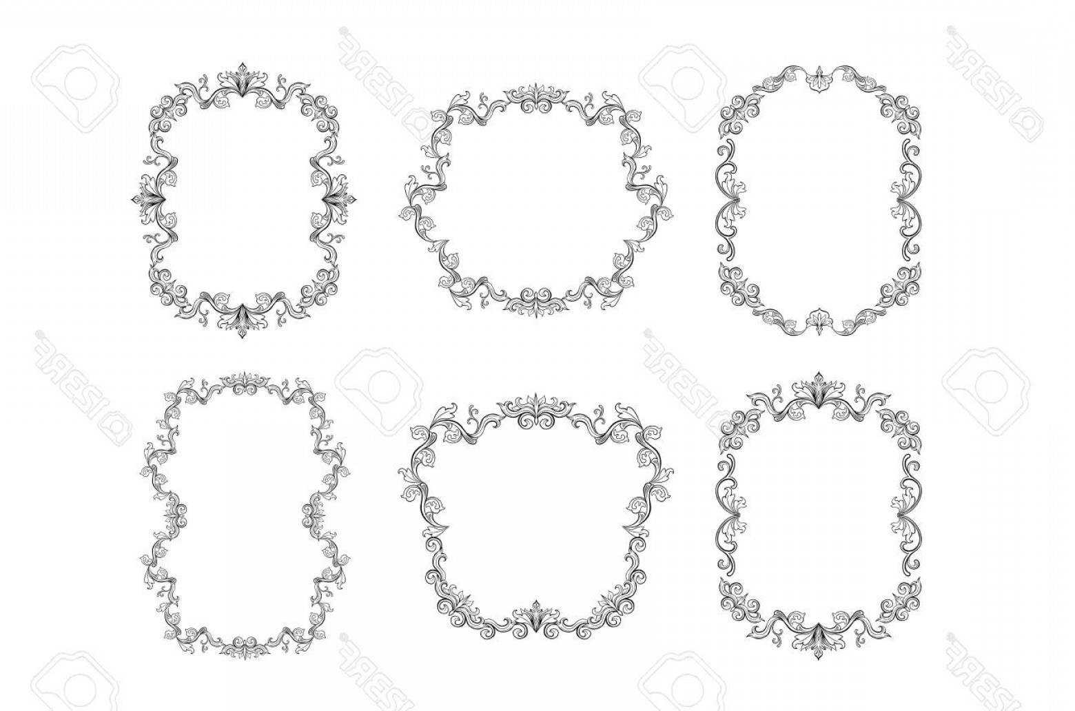 1560x1032 Photostock Vector Set Of Floral Border For Picture Italian Vintage