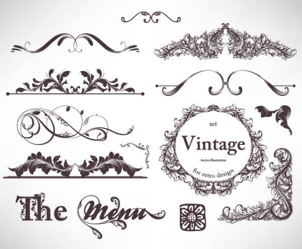 600x495 Retro Decorative Ornaments Frames And Borders Vector Free Download