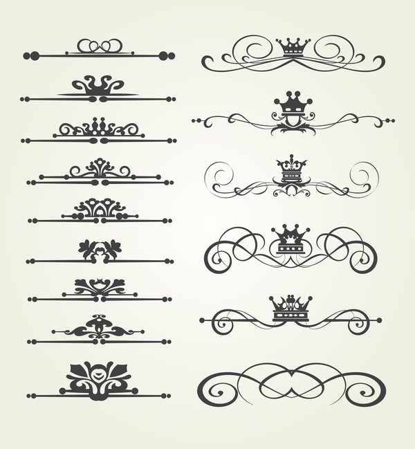 600x649 Retro Border Ornaments Design Set Vector Free Download