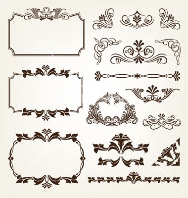 380x400 Vintage Retro Calligraphic Borders Vector