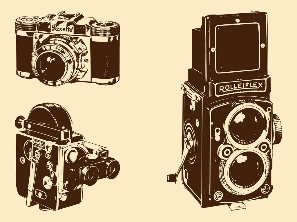 Retro Cameras Set Vector Art Graphics 1024x765 Retro Cameras Set Vector Art Graphics