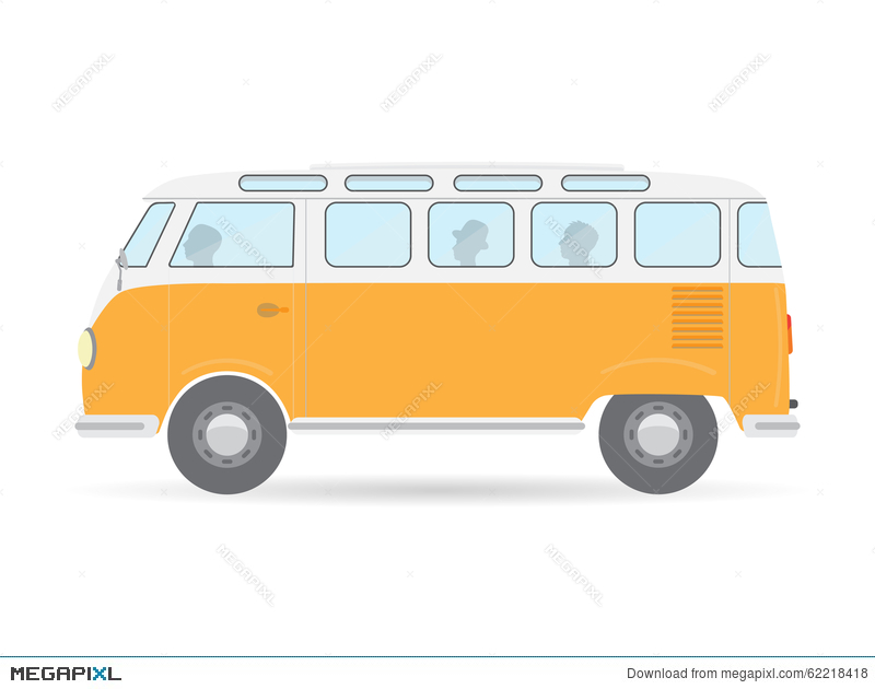 800x630 Flat Retro Camper Van Car Vector Illustration