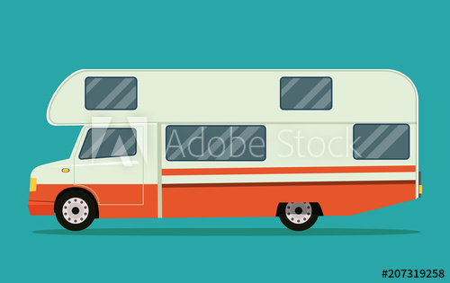 500x315 Retro Camper Car Trailers Caravan Isolated Vector Flat Style
