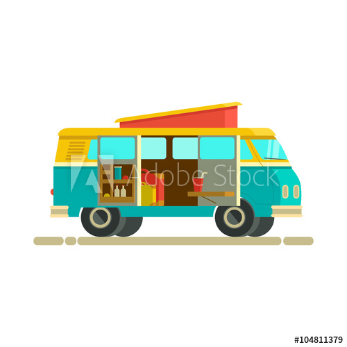 500x500 Vector Illustration Retro Camper Van The Journey